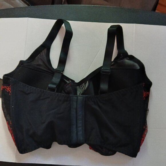 Frederick's of Hollywood Women's Veronique Bra Black Red Lace 34F NWT - Picture 5 of 7